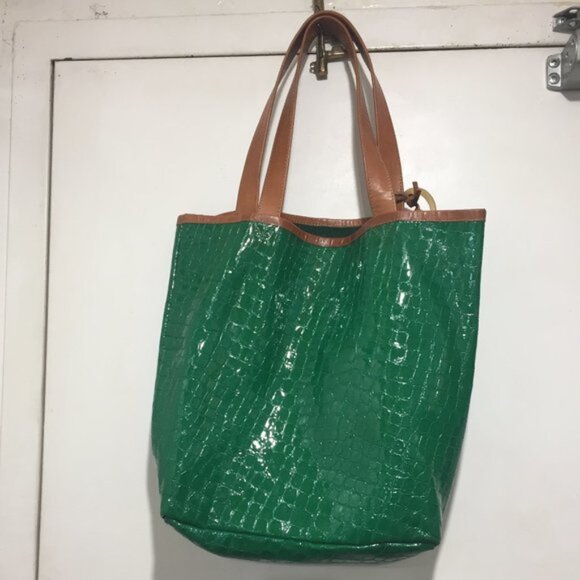 GREEN MEDIUM LEATHER TOTE HANDBAGS - Picture 2 of 7